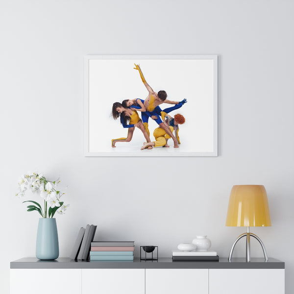 Dancing Group Blue and Yellow - Framed Print